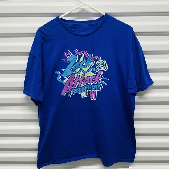 Zack Attack Friends Forever Tour 91 T-Shirt Size L Mens Blue Saved by the Bell — photo 2